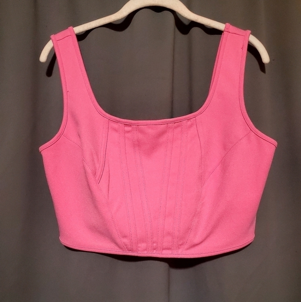 Pink Crop Top Tank Happily Grey Size Large - Picture 8 of 8